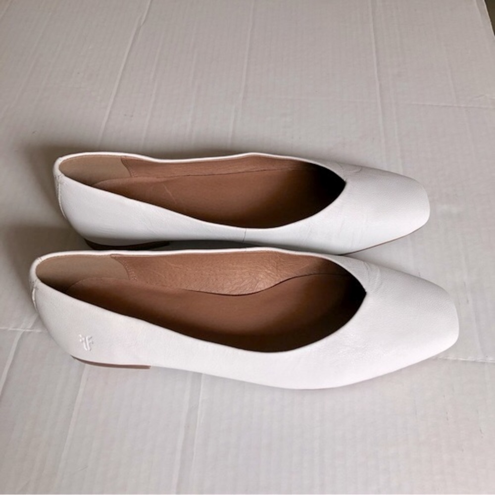 Frye Womens Dana white Square-toe Leather Heel Ballet Flats Shoes 9 - Picture 4 of 12